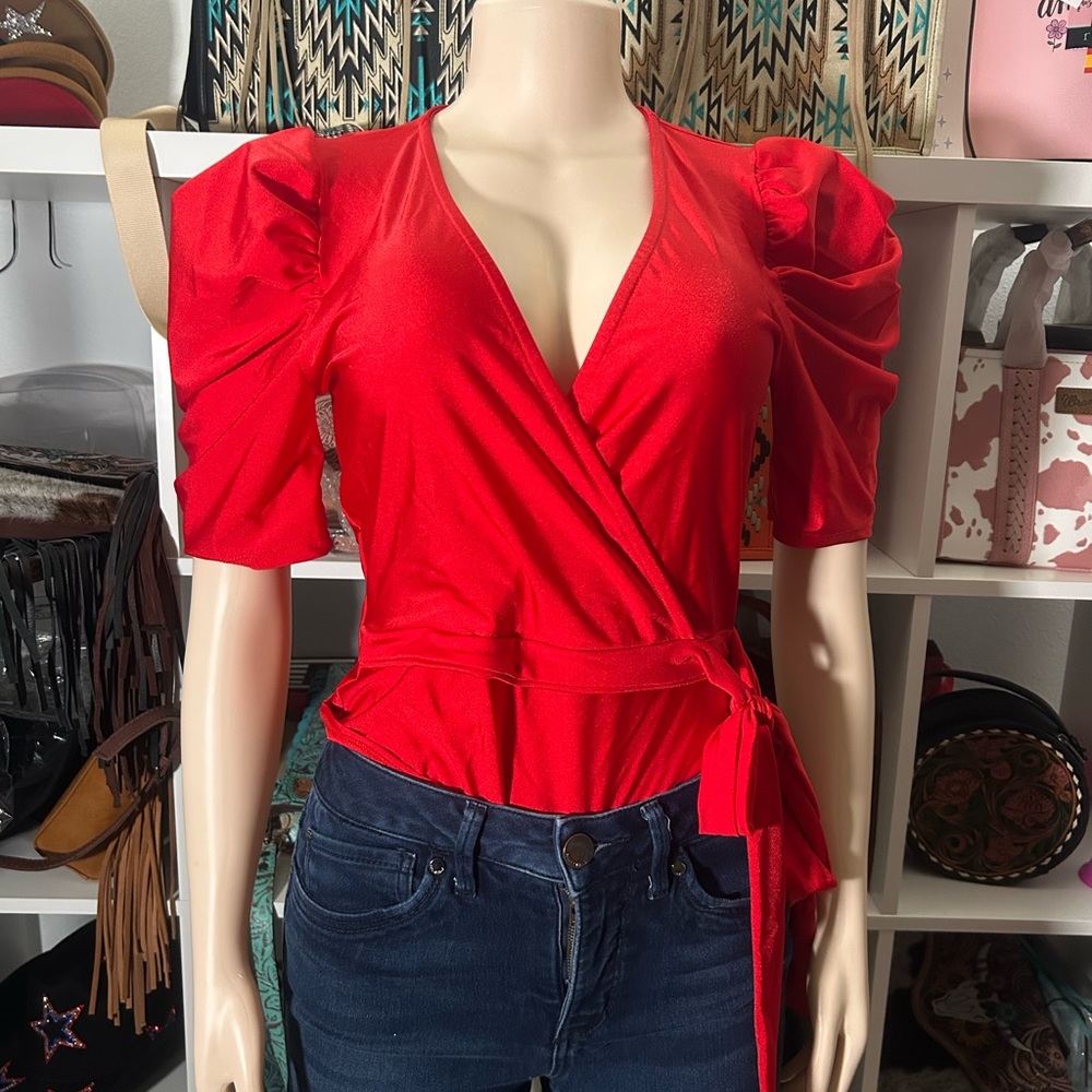 Red Wrap Top